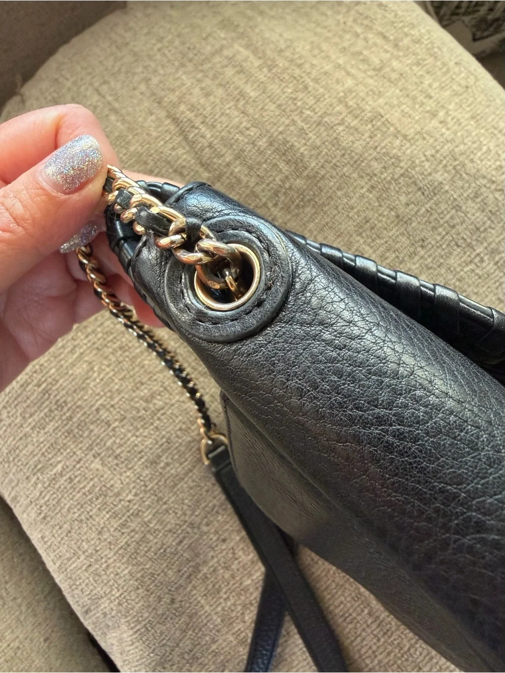 Tory Burch Marion Mini Black Soft Pebbled Leather Crossbody